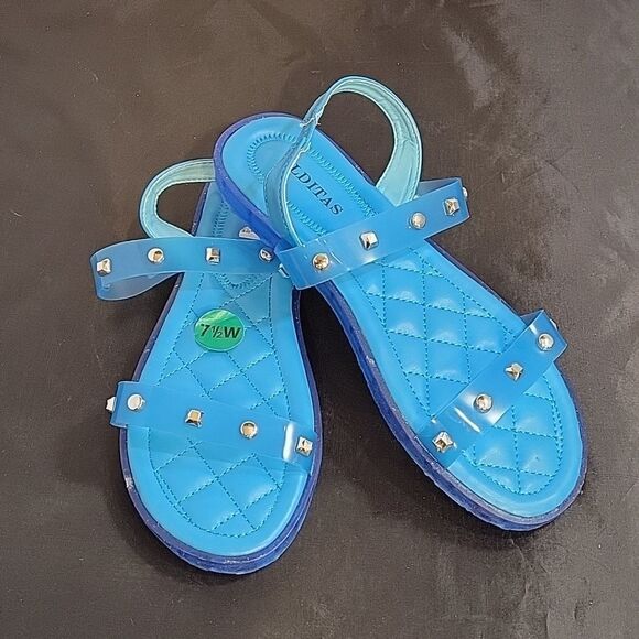 BRAND NEW ELDITAS JELLY STUDDED DOUBLE AND ANKLE STRAP WOMEN"S OPEN TOE … - Picture 12 of 12